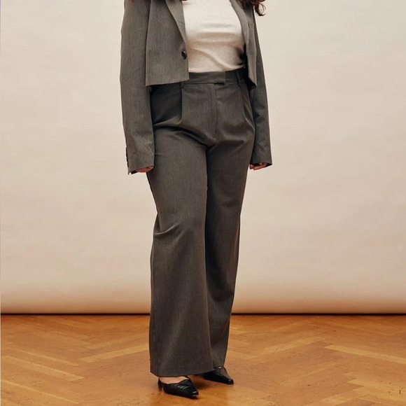 Djerf Avenue Favorite Pleat Front Trouser Pants Dark Grey 3XL Classic Neutral - Picture 1 of 10